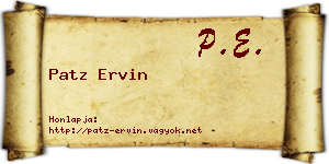 Patz Ervin névjegykártya